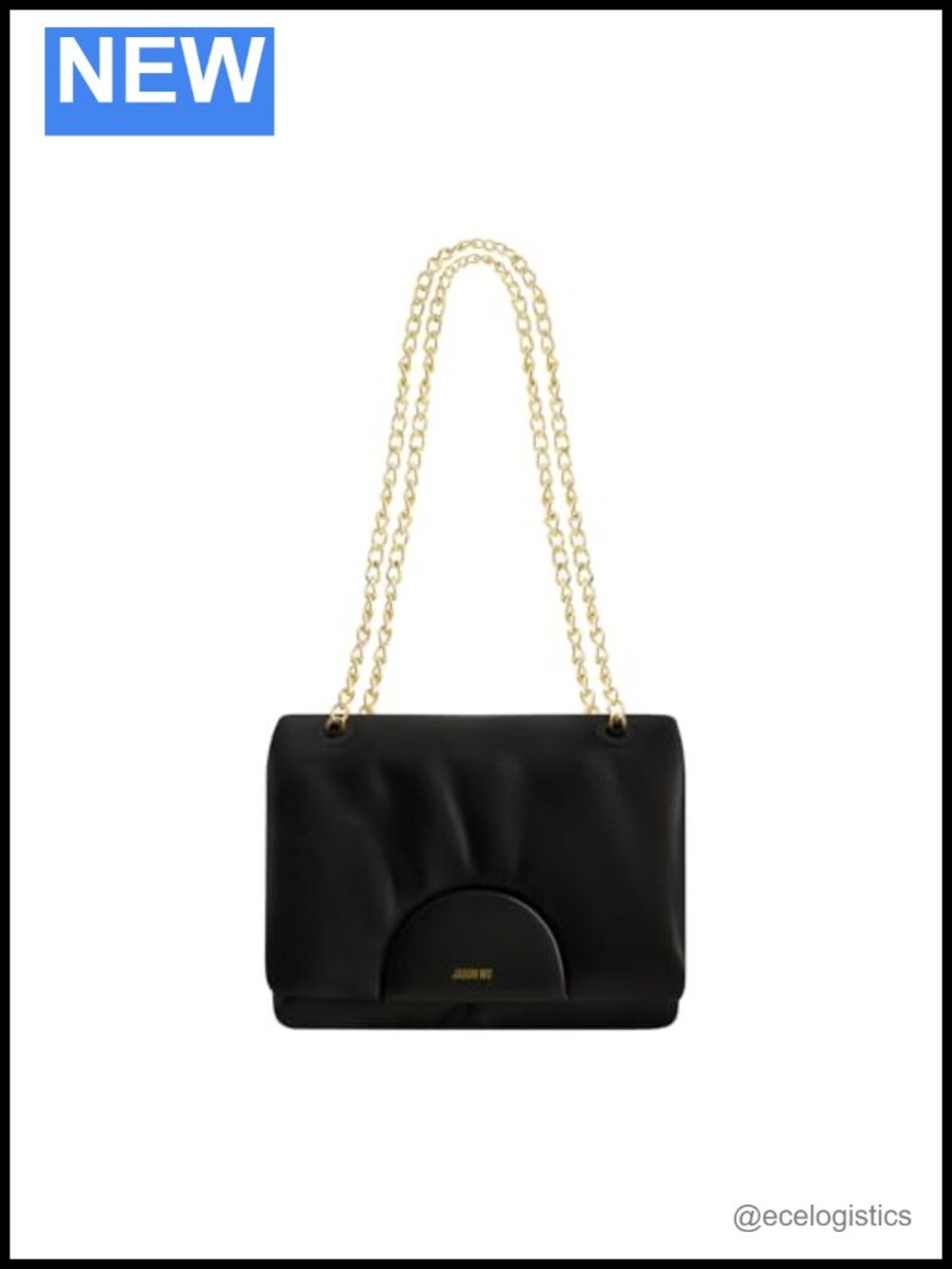 Women's Ruched Leather Crossbody Shoulder Bag with Gold Chain Strap